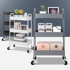 3단 이동식 트레이 카트 미용실 트롤리 웨건 선반 피부샵 네일 피부관리실, 블랙, 1개