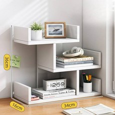 비브랜드 3단 나무 모양 책꽂이 데스크탑 책장 학생용 가정 침실 테이블 소형 사무실 어린이, 03. 하얀색