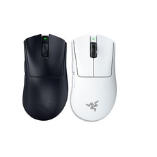 Razer 雷蛇 DeathAdder V4 Pro 無線電競滑鼠, 白色,主商品+黑色素面鼠墊