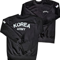 미소어패럴 남녀공용 국내제작 ROKA KOREA 로카 코리아 검정 특양면 맨투맨 라운드 티셔츠 빅사이즈