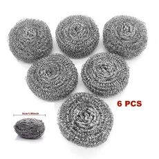 6/12개 스테인리스 스틸 수세미 스크러빙 패드 주방 및 욕실용 강력한 내구성의 스틸 울 수세미, 01 L, 02 6PCS