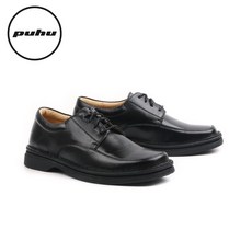 PUHU彪琥 牛皮綁帶裝飾線學生鞋-男款黑】MIT真皮學生皮鞋寬楦頭上班族