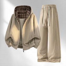 休閒連帽外套寬鬆長褲兩件式套裝