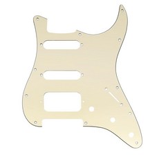 Musiclily Pro 11홀 라운드 코너 HSS 기타 스트랫 픽가드 미국/멕시코 스트라토캐스터 오픈 픽업 3겹 아이보리_182412, 3겹 크림_182412