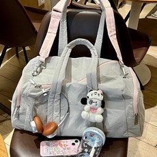 運動包2025新瑜伽包女斜挎游泳包乾溼分離健身包短途行李袋大容量, 灰包+斜跨手提包（無掛件）, 1個