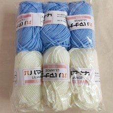 LILIARGE 毛線 手工編織材料包, 天藍3乳白3, 1個