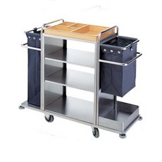 룸메이드 청소 카트 호텔 트롤리 미화차 업소용 식당, 1개, 칸막이 있는 C형 완전 용접