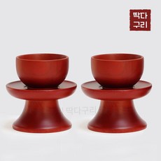딱다구리 물푸레나무 원목 제기 술잔 세트, 잔알 + 잔대세트, 2개