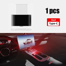 미니 자동차 인테리어 주변 조명 USB LED 장식 램프 무선 무드 깜박이 다채로운 플러그, 04 red_01 1pcs