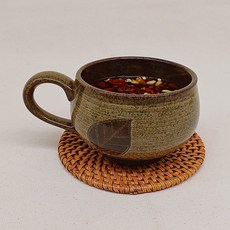 나뭇잎 쌍화차잔 280ml 1p 시리즈 대추차잔 전통찻잔, 쌍화차잔 짙은, 갈색, 1개