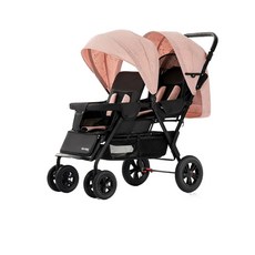 접이식 쌍둥이 유모차 트윈 휴대용 나들이 더블 2인용 소보 앞뒤 회색 초경량 유모카 고무, 플래티넘 에디션 재즈블랙 6륜 고무