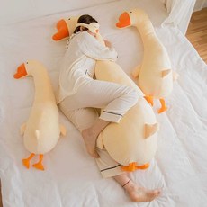 거위 바디필로우 인형 대형 모찌 쿠션 안고자는 긴베개 1. 노란 거위 100cm, 44. 베이지 거위 160cm 베개+안대