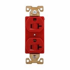 COOPER AH5352系列 工業級插座 125V 20A NEMA 5-20R Duplex型 BSMI認證, AH5352RD 紅色,1插座 +93102 雙聯四孔不鏽鋼蓋板, 1個