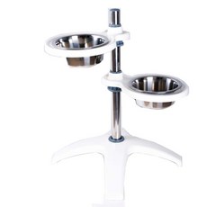 寵物高級雙層升降碗, 1個, 白色美耐皿+不锈钢材質L Size