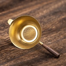 【開發票/統編】純黃銅茶漏 鑲黑檀木手柄 茶葉過濾網 茶道工具, 1個, 黃銅黑檀把手茶漏, 黃銅黑檀把手