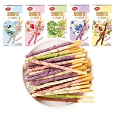 臺灣新貨 伯蒂塗層餅乾棒條巧克力網紅零食品年貨送禮走親戚禮盒裝整箱, 1個, 5盒（口味聯繫客服備註 不備註隨機發）
