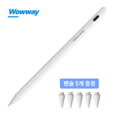 WOWWAY 아이패드 펜슬 터치펜 애플 iPad 호환용 블루투스형 usb-c 초미세 터치플렉스펜 스마트펜, 1개, 화이트