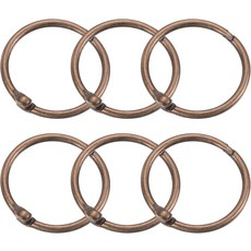 uxcell 샤워 커튼 링 6개 - 카본 스틸 원형 스냅 후크 로드용 2인치 루즈 바인더 링실버, Copper, 1.22 Inch