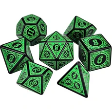 더블 컬러 다면체 게임 위 RPG 던전 및 DND D20 D12 D10 D8 D6 D4 테이블 게임용 7 개, style1-green
