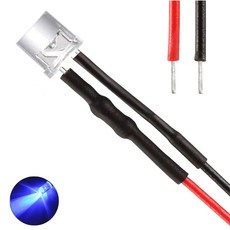 9V 5파이 블루 와이어 LED 전선 부품 간판 차량 오토바이용, 10개