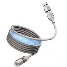 磁吸充電線 65W快速充電線 iPhone/iPad適用 自卷自吸, 鈦灰色, 1個, 100cm