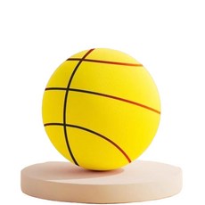 黃色靜音海綿籃球 7號兒童專用室內運動玩具, 網袋裝靜音籃球線款黃色18cm, 1套