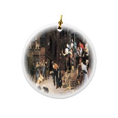 Rikki Knight James Tissot Art THE 더 Return OF 오브 Prodigal SON 온 디자인 라운드 도자기 양면 크리스마스 장식품 282600