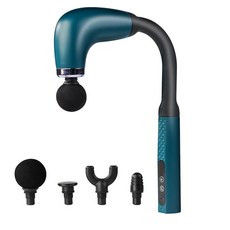 彎頭筋膜槍 多功能肌肉按摩器 頸椎背部腿部放鬆 電動按摩槍, 一台, 綠色