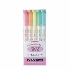[118010]마일드 라이너 형광펜(5색/ZEBRA), 5색, 1개