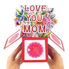 CNLITIHEKA 어머니의 날을 위한 카네이션 팝업 카드 아내 엄마 할머니를 위한 3D 어머니의 날 카드 봉투 포함, 카네이션 어머니의 날 카드