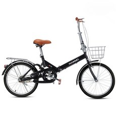 여성용 클래식 미니벨로 접이식 바구니 자전거 20 22인치, 1개, 150cm, [블랙/접이식] 1단 블랙에어타이어 20인치