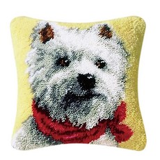 베개 커버 러그 키트 프린트 캔버스 만화 동물 자수 홈 데코레이션 선물용, 3. Tie Dog, 1개