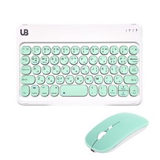 UB BK2 동글 블루투스 키보드+듀얼 마우스 세트, 그린 set 스몰, 텐키리스