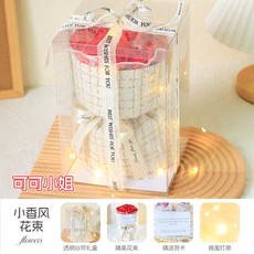 臺灣出貨 七夕情人節送女生朋友閨蜜小香風手捧花束生日禮物閨蜜媽媽實用, 11朵大紅【禮盒裝】送暖燈+賀卡, 1個
