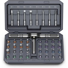 42 in 1 마그네틱 드라이버 세트 컴퓨터 가구 및 자전거용 탈착식 손잡이가 있는 멀티비트(회색), 42 in 1 Grey