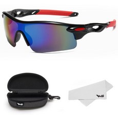 [WITH] 자전거 고글 스포츠 선글라스 초경량 편광 방풍 1개, 레드블랙