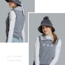 엘르골프 여성 에리 브이넥 조끼 티셔츠-6I85702