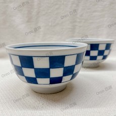 AIKA 日本製 藍格紋麵碗 湯碗 丼飯碗, 1個