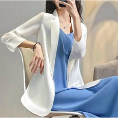 Momolatti 여성용 기초적인 블레이저 오버핏 자켓 스프링 얇은 부분