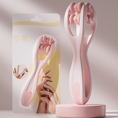 더블 롤러 손가락 마사지기 손지압 스트레칭 혈액순환, 핑크, 1개