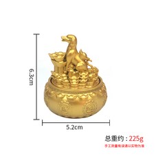 黃銅迷你茶壺 手把玩工藝品 招財裝飾 麻將小物 龍鳳設計 居家擺飾 禮品推薦+【生肖狗】聚寶盆轉轉擺件