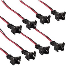 8개 차량 연료 분사기 커넥터 표준 사양 인젝터 소켓 연장된 피그테일 배선 하니스 방수 쉘 + 구리 코어 플러그 차량용 범용 검정색, 8 PCS, Black