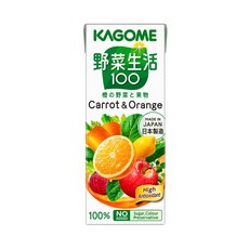 KAGOME 野菜生活100 綜合蔬果汁, 1個裝, 野菜一日-柳橙, 200ml