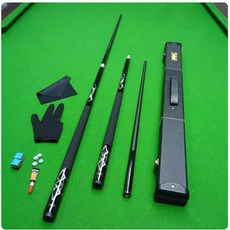 碳素臺球桿黑科技碳纖維桌球桿，斯諾克小大頭中式黑八9球桿入門撞球桿，專業檯球桿, 碳素銀黑單杆+絨布盒（備註小頭）, 1個