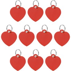 uxcell 애완동물 ID 태그 금속 각인 하트 모양 개 애완견 고양이용 열쇠고리가 있는 빨간색 빈 스탬핑 펜던트 장식 10팩