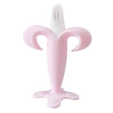 아가프라 유아용 실리콘 바나나치발기, 베이비핑크, 1개