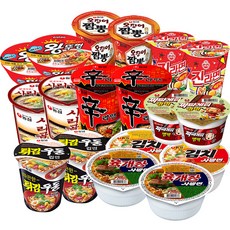 韓國碗裝杯麵組 皇冠大碗麵 2入+辣味牛肉湯麵 2入+泡菜湯麵 2入+炸醬麵 2入+辛拉麵 2入+金拉麵 2入+烏冬麵 2入+牛肉湯麵 2入+魷魚炒碼 2入, 1組