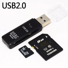 USB3.02.0 마이크로 SD 카드 리더기 5Gbps 2-in-1 리더기-USB 어댑터 SDXC MMC, 01 black 2.0