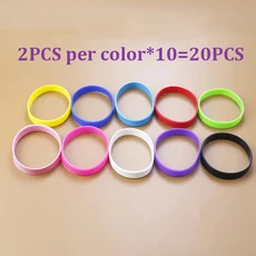 쿠쿠스토어 20개/세트 도매 실리콘 고무 손목밴드 유연한 팔찌 스포츠 캐주얼 뱅글 스트랩, 07 color mixing-20PCS