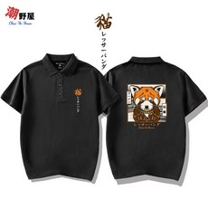 潮野屋 日本小熊貓吃拉麵 短袖POLO衫 T恤 WPD-858 可愛日式街頭風